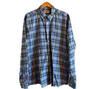 Barbour Highland Check 26 Long Blue Yellow Plaid Tailored Fit Long Sleeve Men XL
